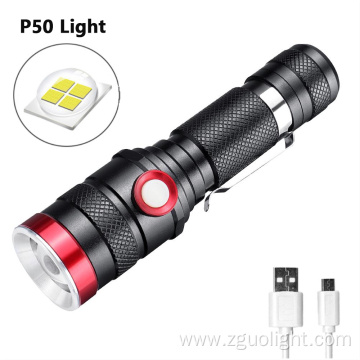 Aluminum USB Rechargeable Torch Outdoor Zoom LED Flashlights